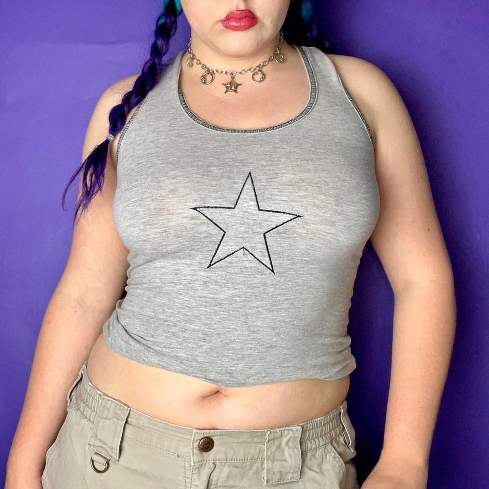 Mall goth embroidered star tank size small